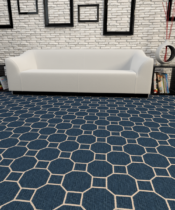 Silver Creek blue patterned carpet