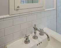 Guest Bathroom featuring 3x6 white subway tile