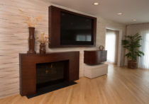 Island Stone Tile Wall and Fireplace