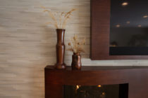 Island Stone Tile Wall and Fireplace