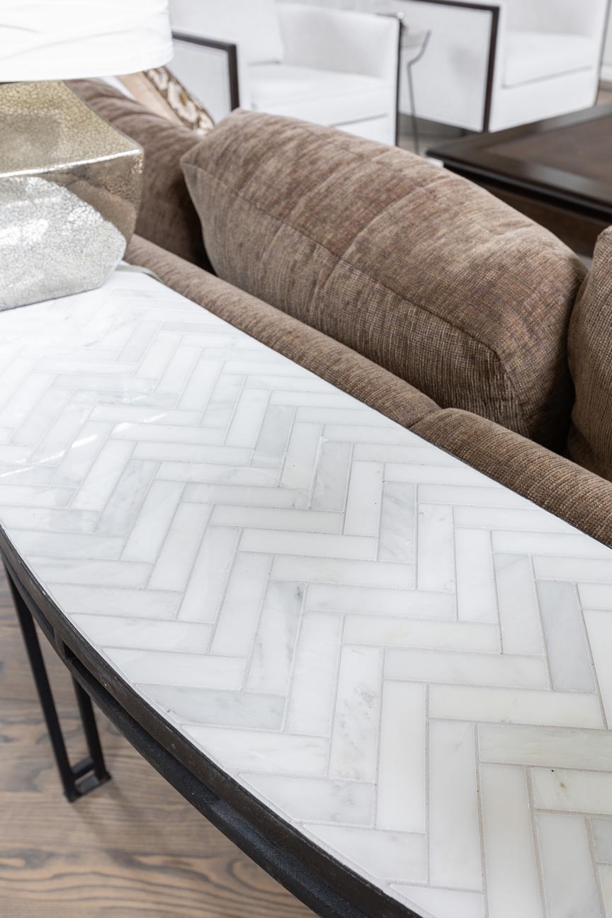 Custom Herringbone Tile Table